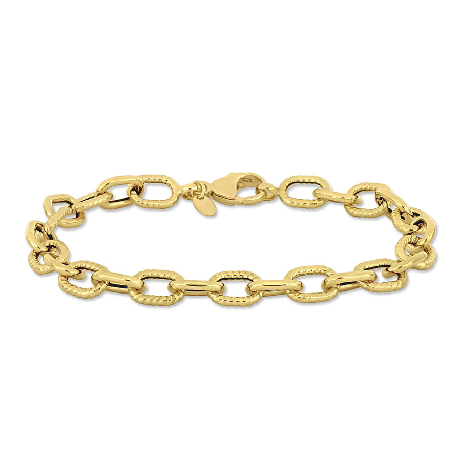 Amour 7.8mm Textured Oval Link Bracelet In 14k Yellow Gold - 8 In.