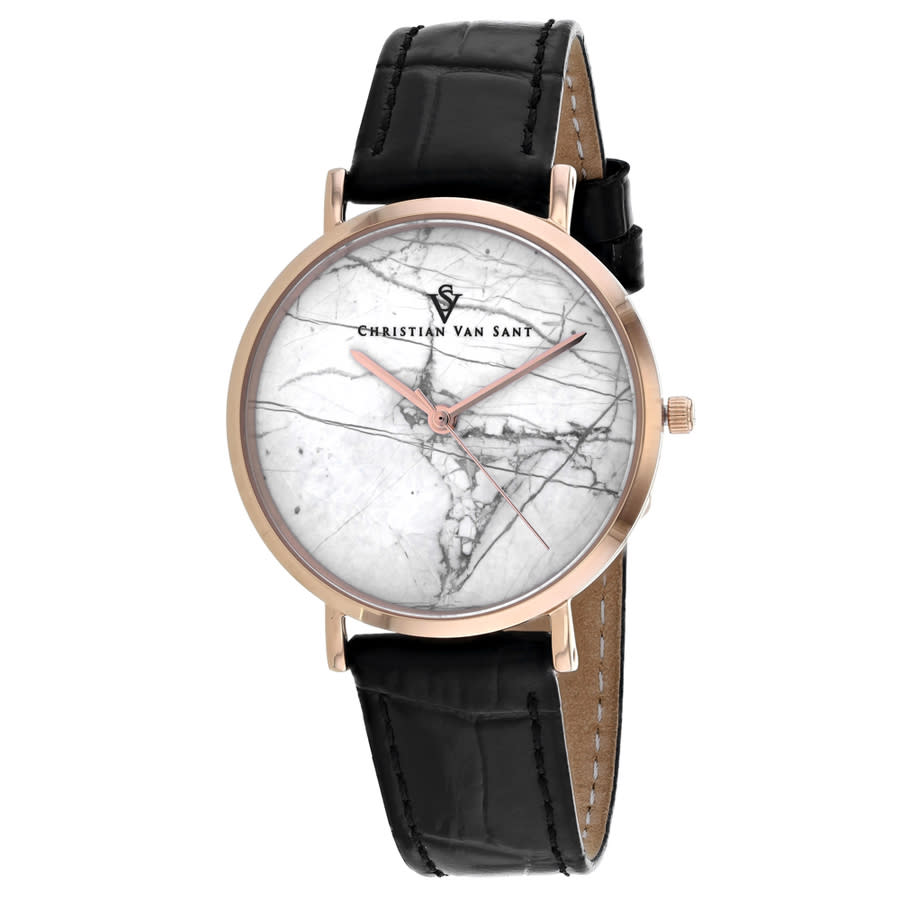 Christian Van Sant Lotus White Dial Ladies Watch Cv0422bk In Black / Gold Tone / Rose / Rose Gold Tone / White