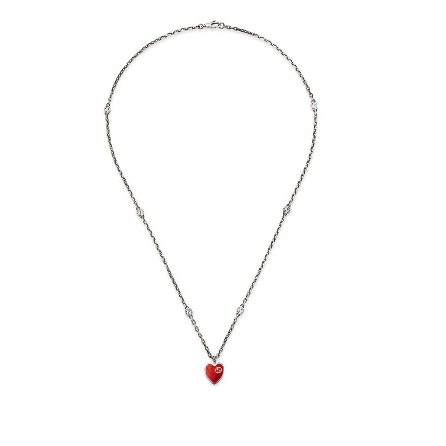 GUCCI GUCCI NECKLACE WITH INTERLOCKING G RED ENAMEL HEART