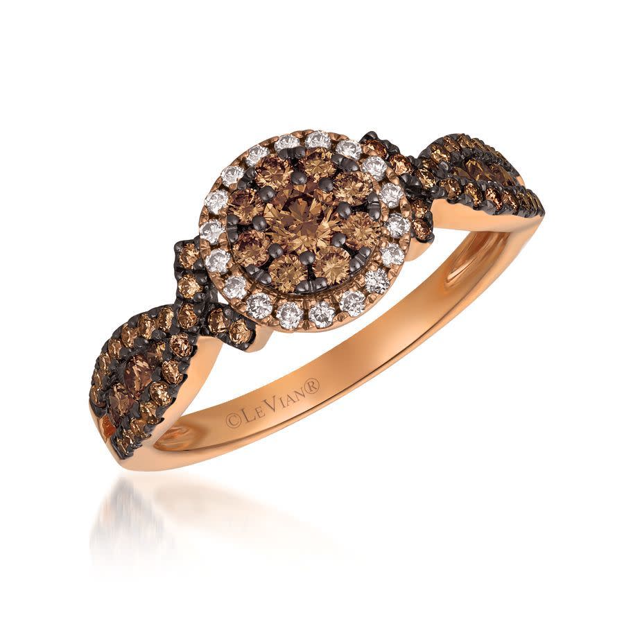 Le Vian Ladies Chocolate Diamonds Fashion Ring In 14k Strawberry Gold In Brown
