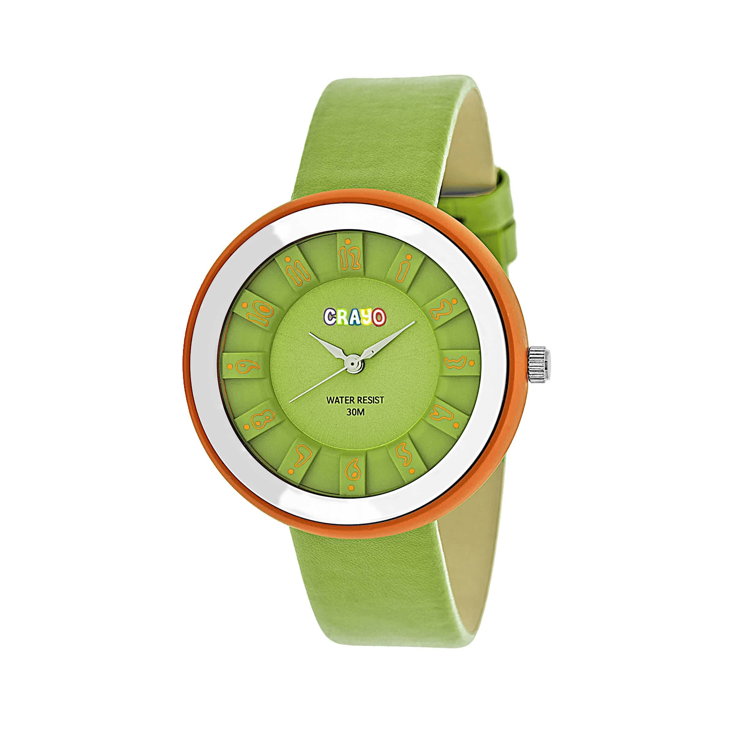 Crayo Celebration Green Dial Green Leather Watch Cracr3404 In Green / Orange