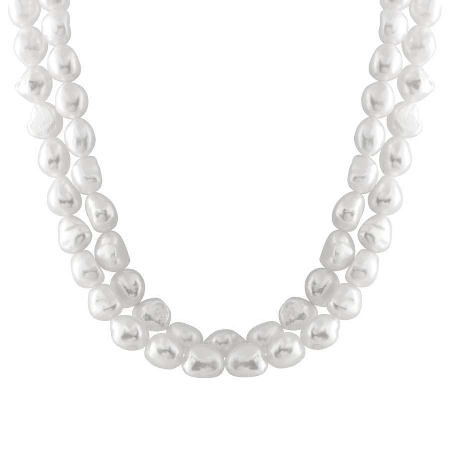 Bella Pearl Multi-row Freshwater Pearl Necklace In Gold Tone