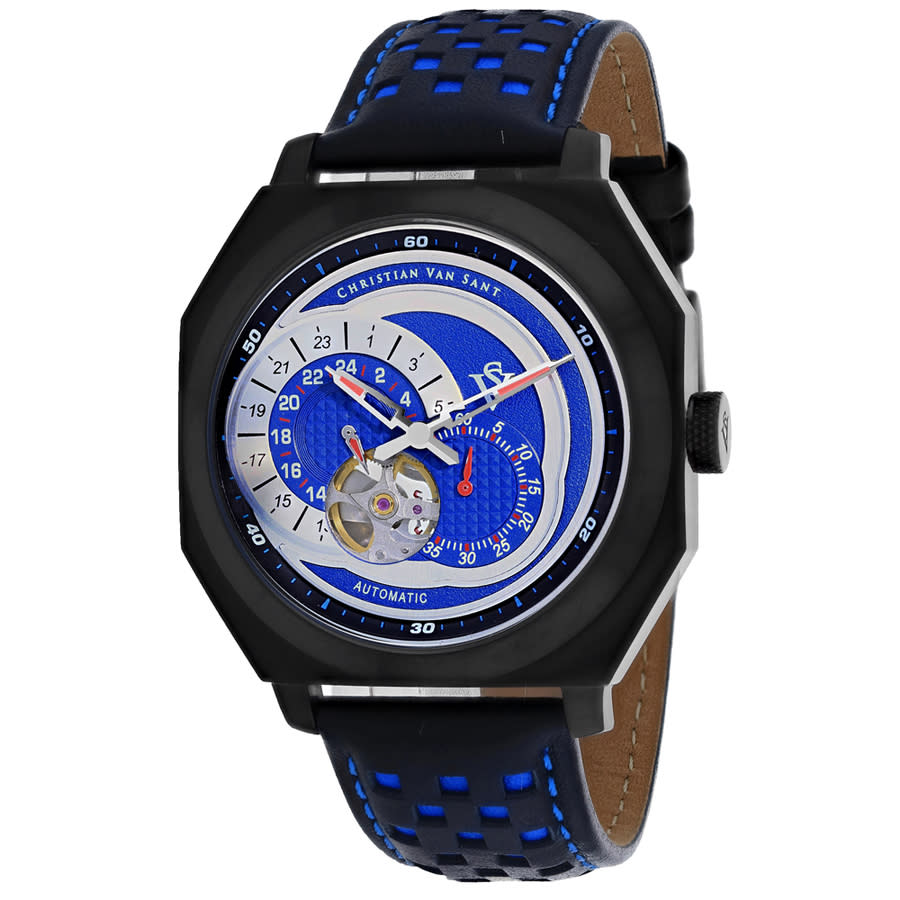 Christian Van Sant Machina Automatic Blue Dial Mens Watch Cv0563 In Black / Blue