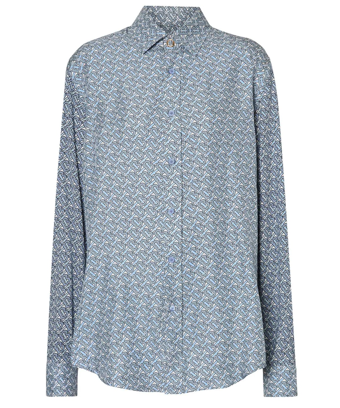 BURBERRY TB MONOGRAM PRINT SILK OVERSIZED SHIRT