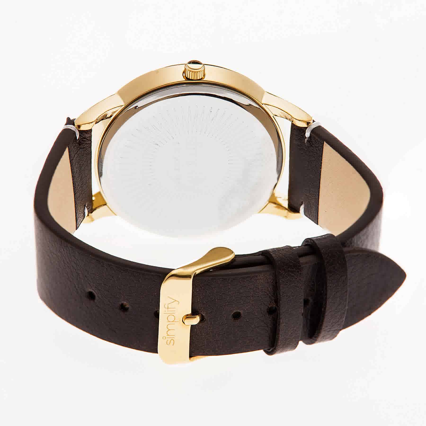 Shop Simplify The 2800 White Dial Brown Leather Unisex Watch Sim2805 In Brown / Gold / Gold Tone / White