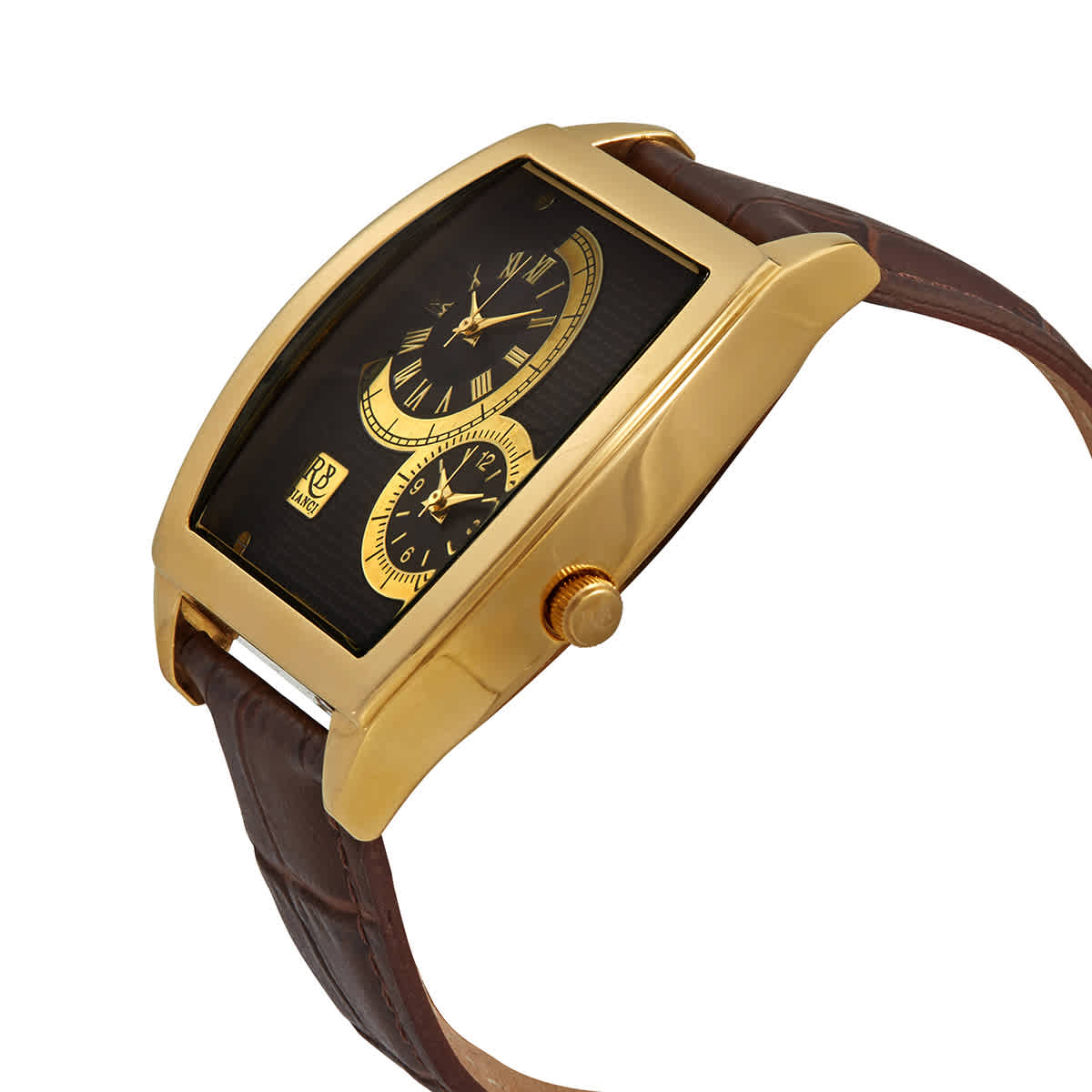 Shop Roberto Bianci Benzo Quartz Black Dial Men's Watch Rb0743 In Black / Brown / Gold Tone / Yellow