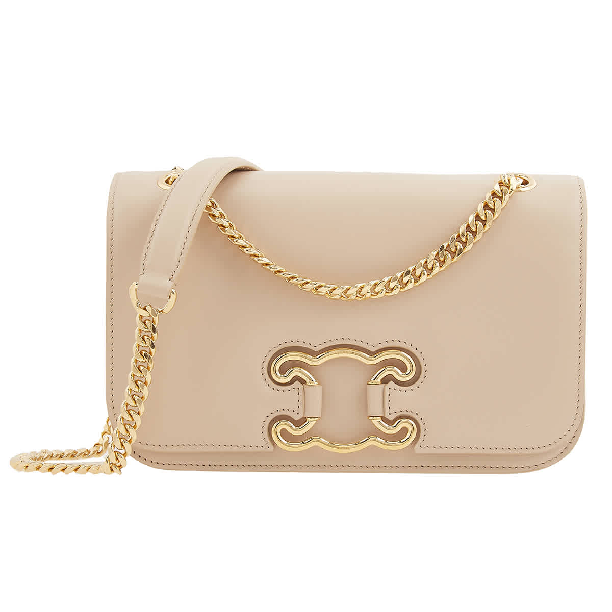 Celine Medium Bag Triomphe Frame In Shiny Calfskin In Beige