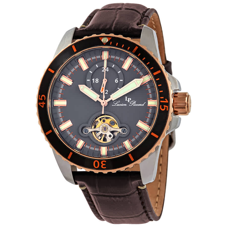 Lucien Piccard Automatic Grey Dial Mens Watch 1298a5 In Black,brown,gold Tone,grey,pink,rose Gold Tone,silver Tone