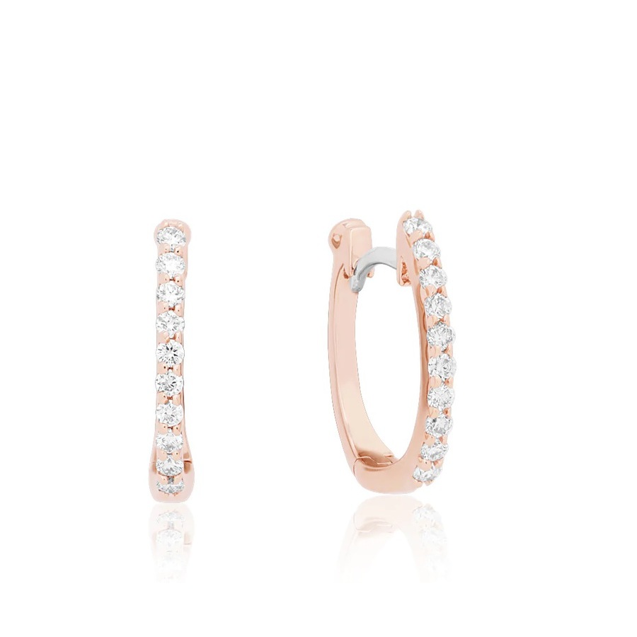 Roberto Coin Rose Gold Huggy Earrings With Diamonds 000466axerx0 In Rose Gold-tone