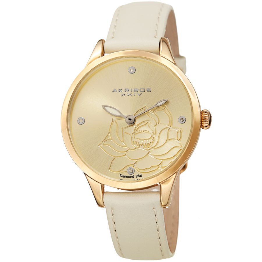 AKRIBOS XXIV DIAMOND GOLD DIAL LADIES WATCH AK1047WT