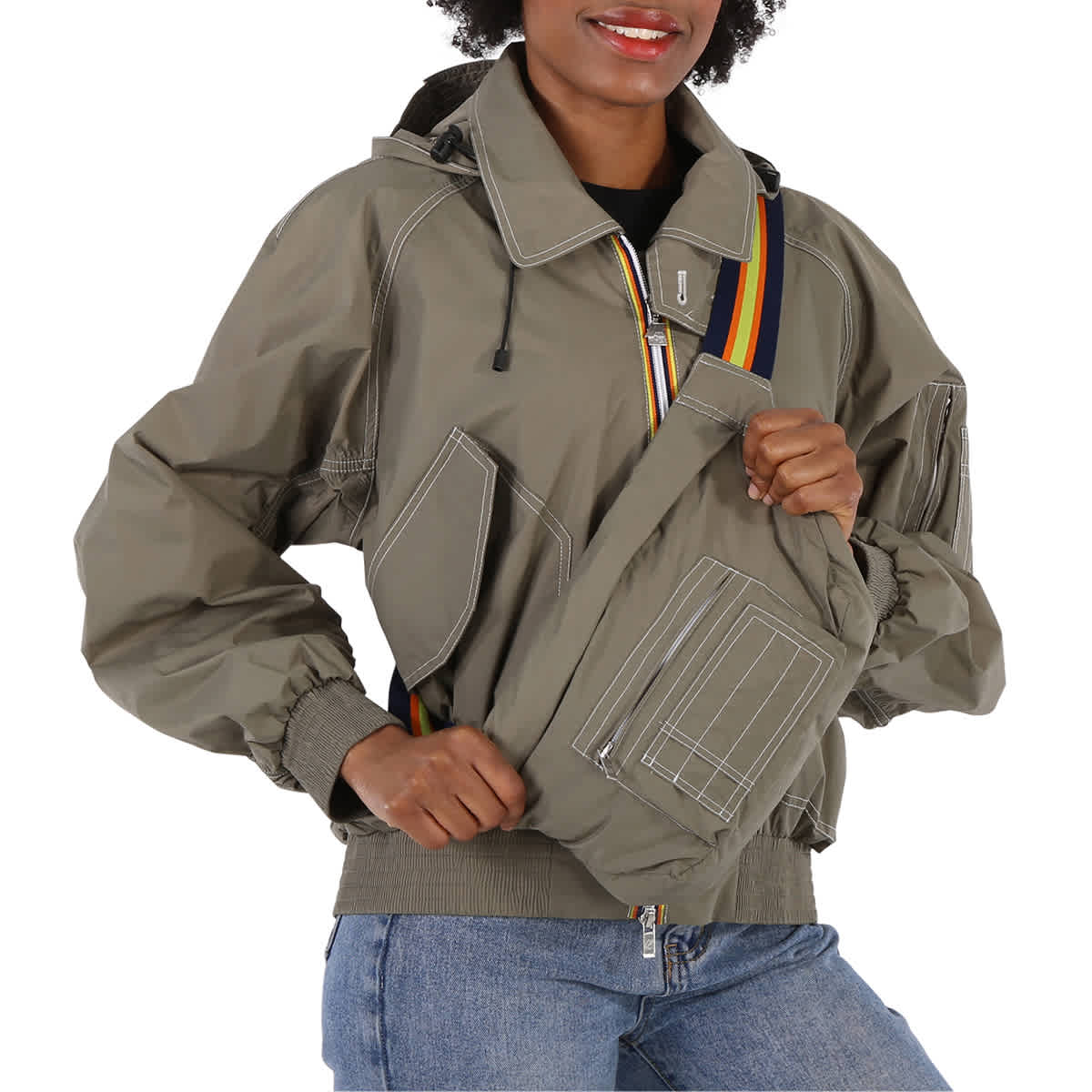 Kway Ladies Green Asa Nylon Bomber Jacket In N/a