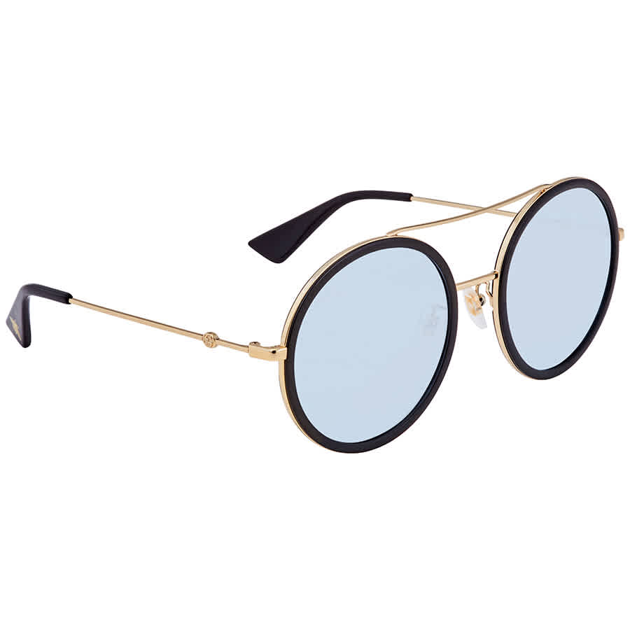 GUCCI LIGHT BLUE ROUND LADIES SUNGLASSES GG0061S 009 56