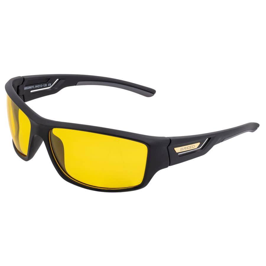 Breed Mens Black Wrap Sunglasses Bsg060yl In Yellow