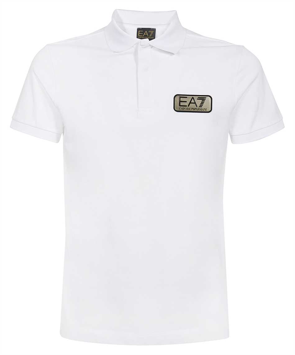 Emporio Armani White Sport Logo Patch Cotton Polo Shirt, Size