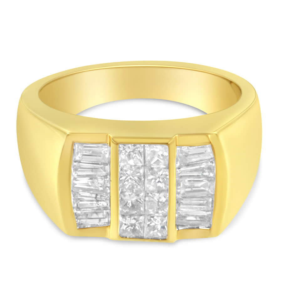 Haus Of Brilliance Men's 14k Yellow Gold 1 3/8 Ct. Tdw Princess And Baguette-cut Diamond Ring Band (g-h In Gold Tone,yellow