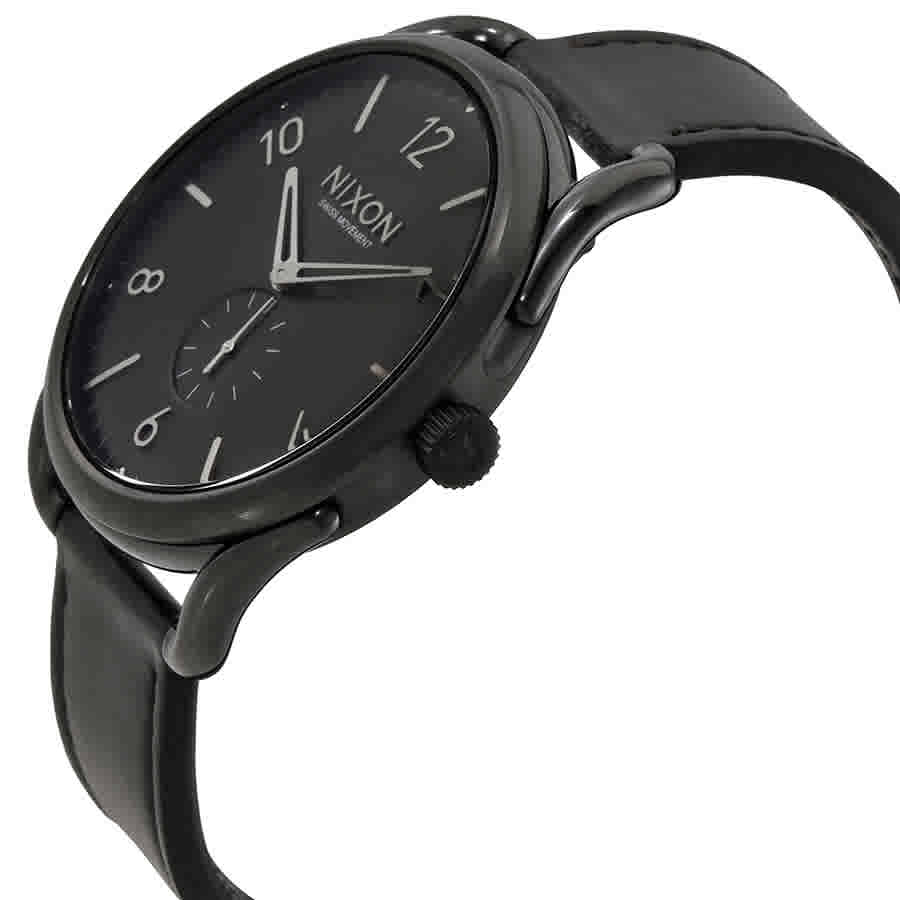 Shop Nixon C45 Black Leather Men's Watch A465000