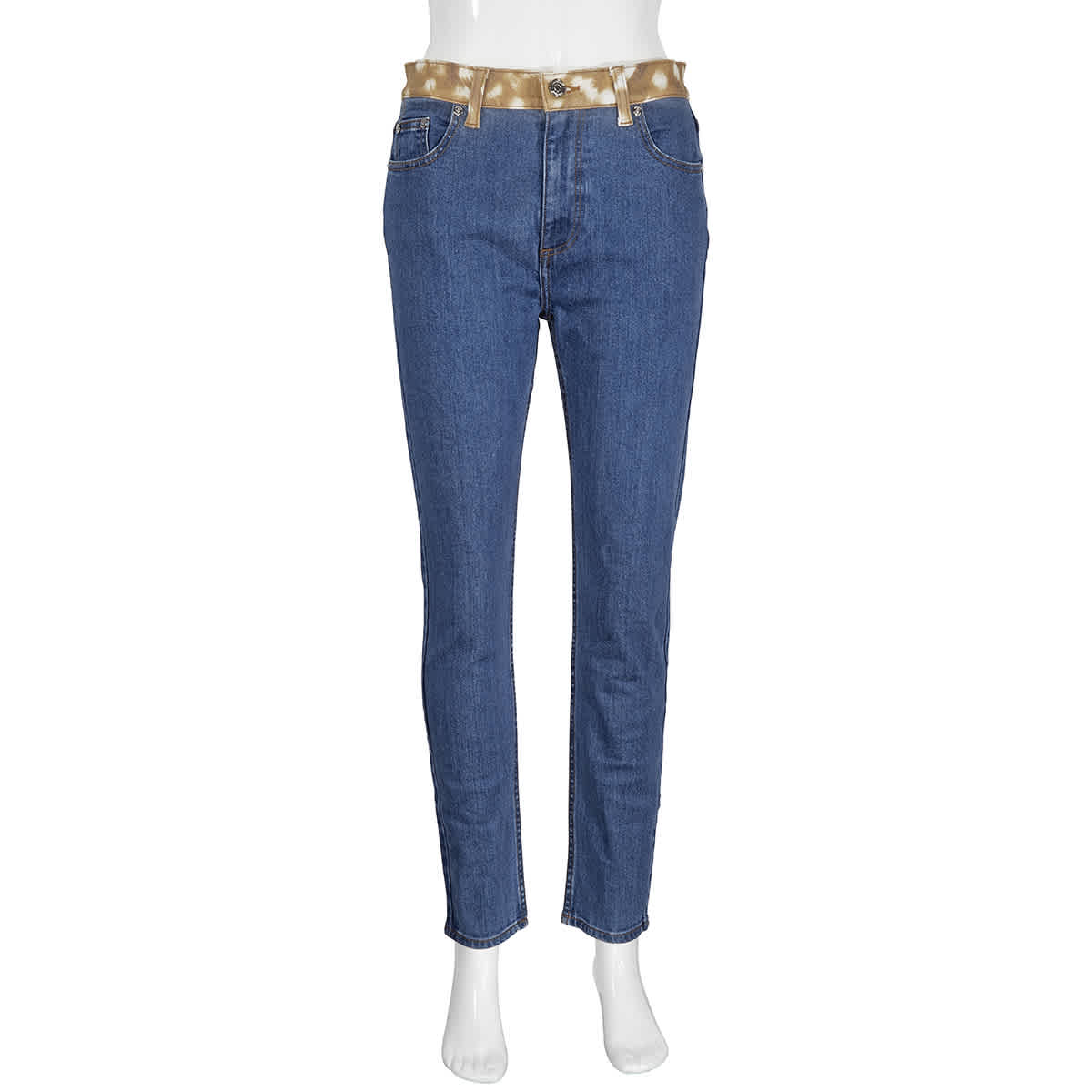 Shop Burberry Blue Bambi Waisted High-rise Skinny Jeans