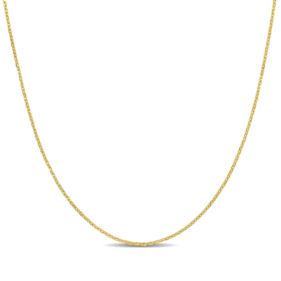 Amour 14k Yellow Gold Diamond Cut Cable Chain Necklace 16