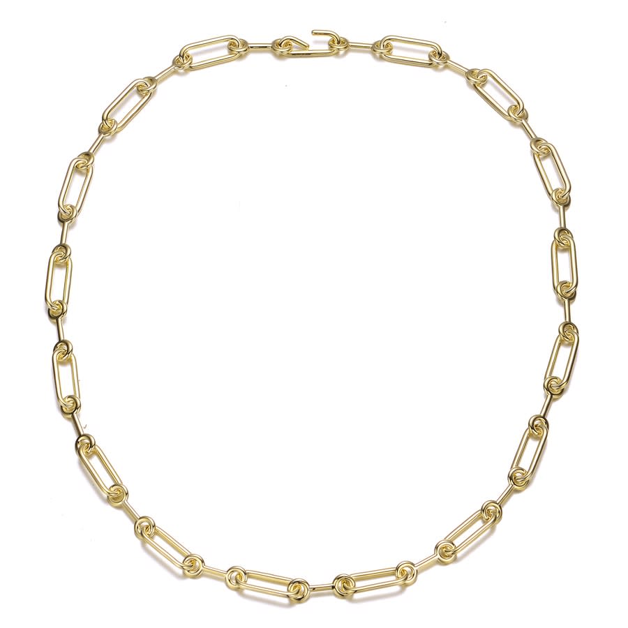 Shop Rachel Glauber 14k Gold Plated Chain Necklace In Gold-tone