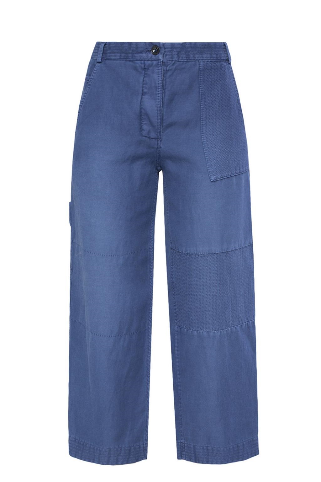 BURBERRY LADIES WIDE-LEG CROPPED RAMIE AND COTTON-BLEND TROUSERS