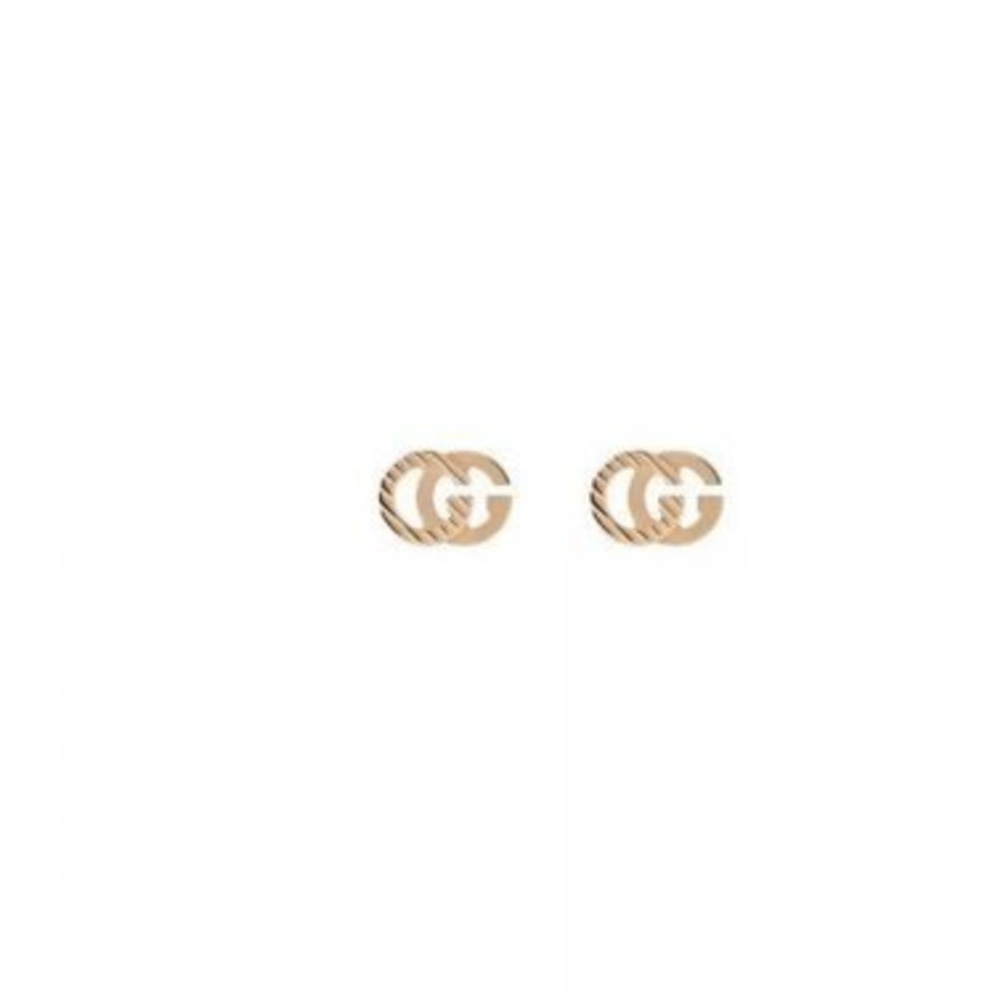 Gucci Running G 18k Rose Gold Stud Earrings In Rose Gold-tone