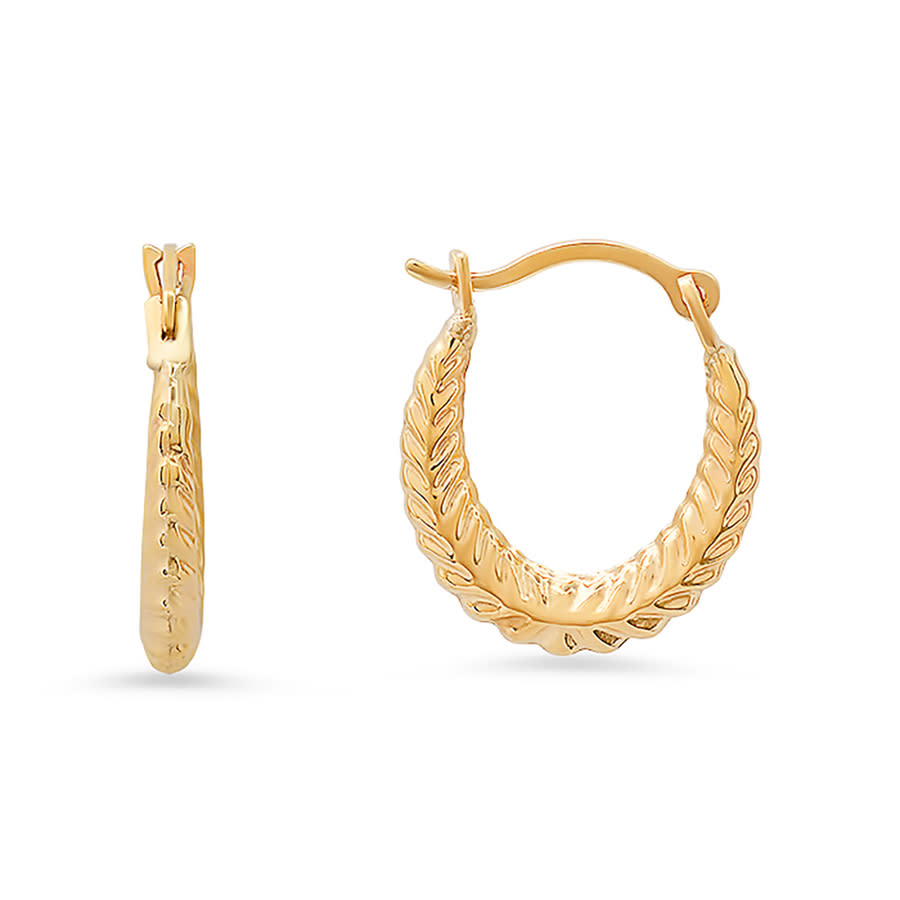 Kylie Harper 10k Yellow Gold Floral U Shaped 15mm Huggy Hoop Earrings In Gold-tone