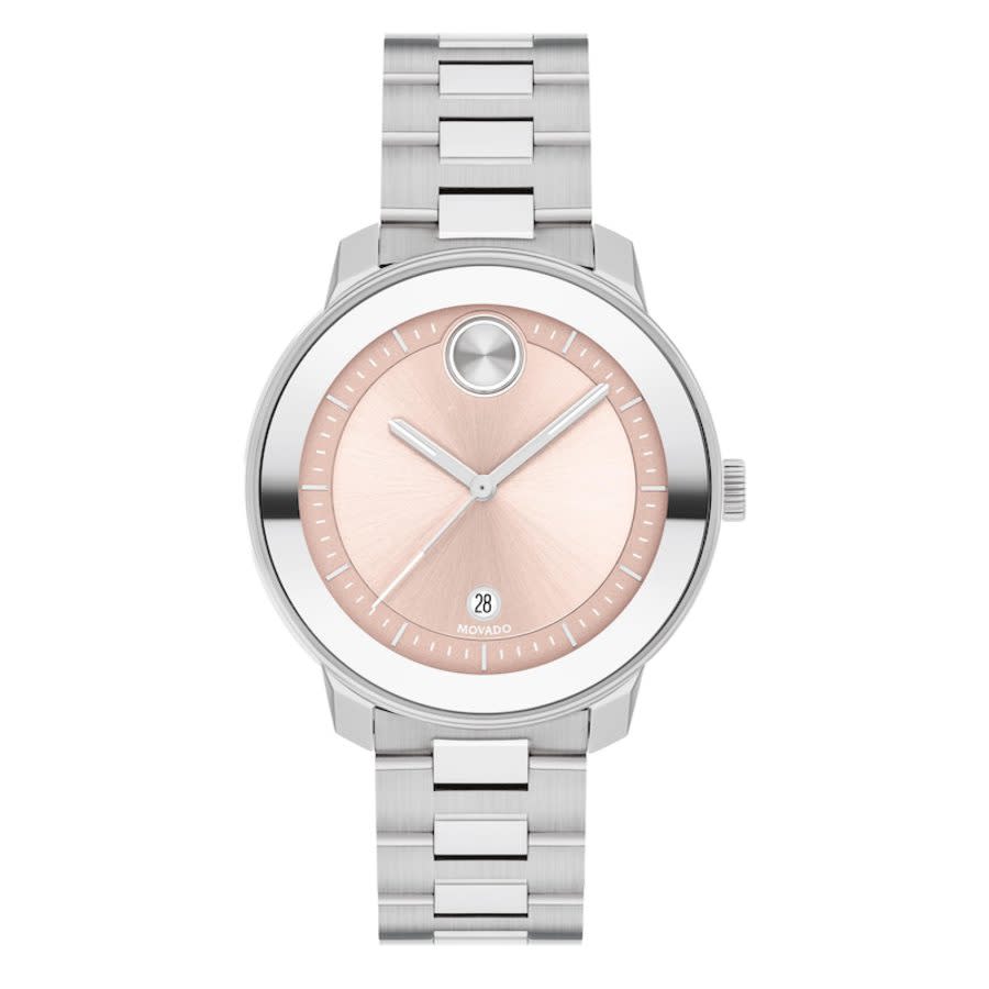 Movado Women's Bold Verso Swiss Quartz Silver-tone Stainless Steel Watch 38mm In Pink