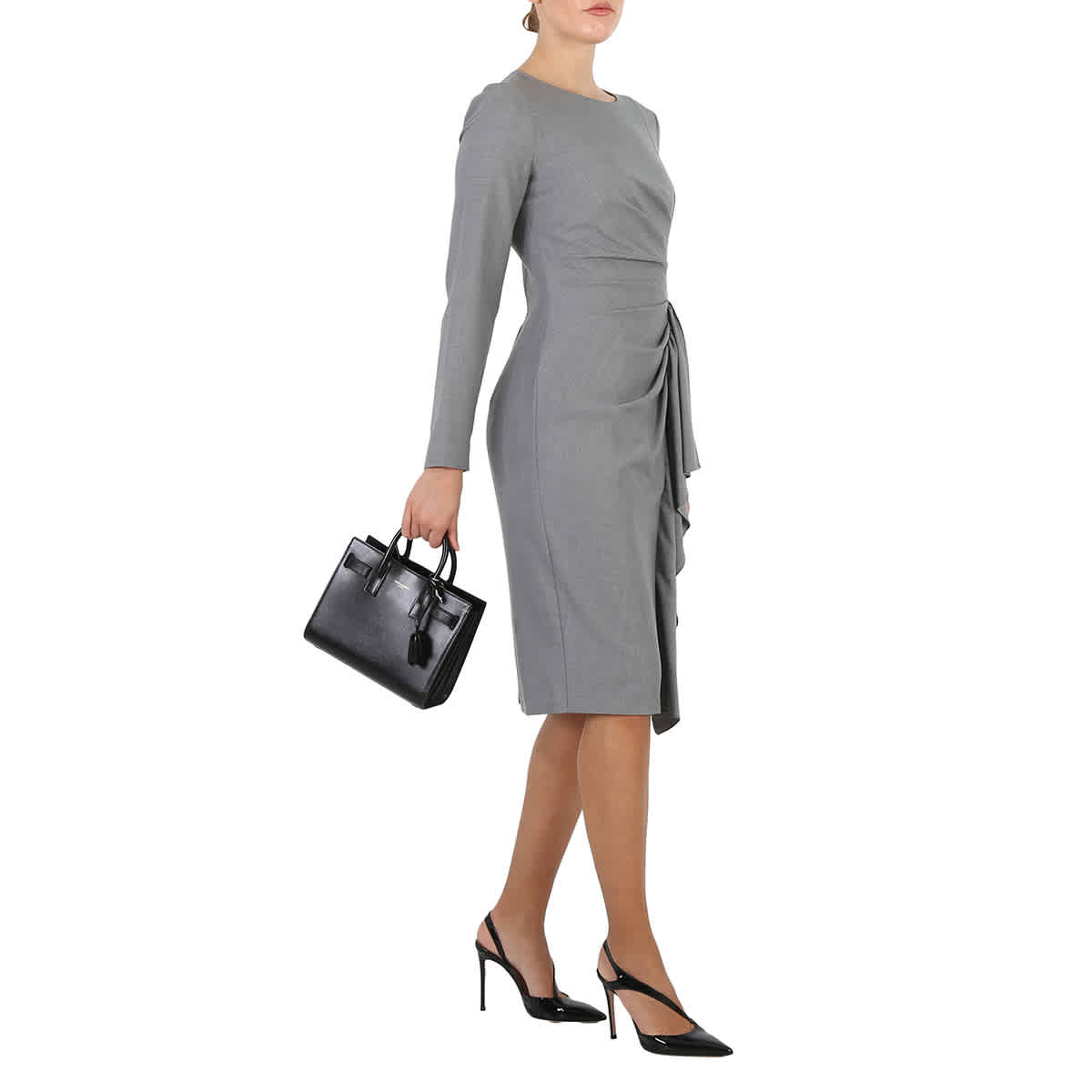 Saint Laurent Black Smooth Leather Sac De Jour Nano Tote Bag In Purple