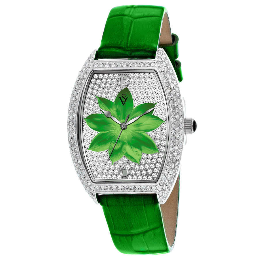 Shop Christian Van Sant Lotus Quartz Green Dial Ladies Watch Cv4853 In Black / Green