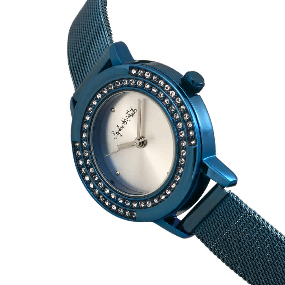 Shop Sophie And Freda Cambridge Crystal Silver Dial Ladies Watch Sf4104 In Blue / Silver