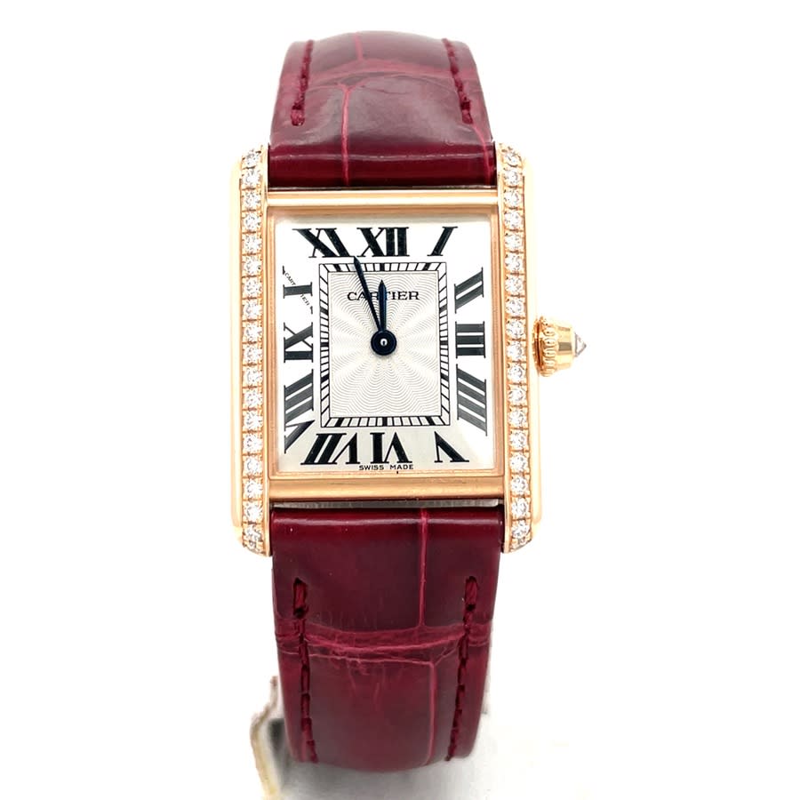Pre-owned Cartier Tank Louis Hand Wind Diamond Silver Dial Ladies Watch WJTA0037