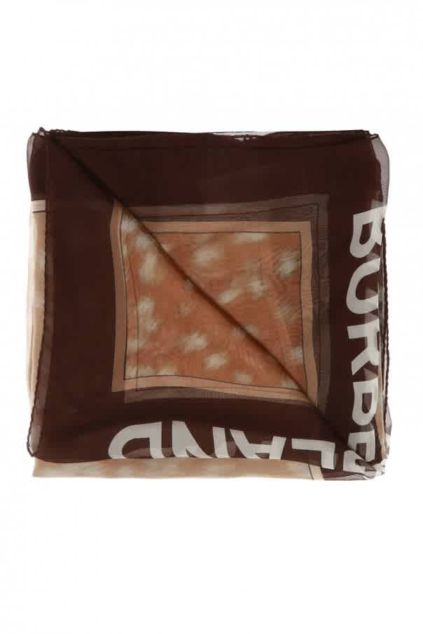 Burberry Brown Spotted Deer Print Scarf In Brown,two Tone