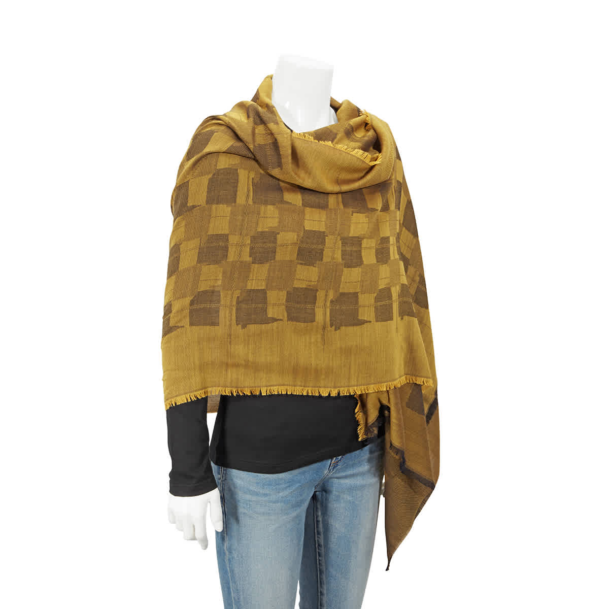Click to view more detailed imagery on our partner's website Ermenegildo Zegna Tonal Checkered Fringed Scarf