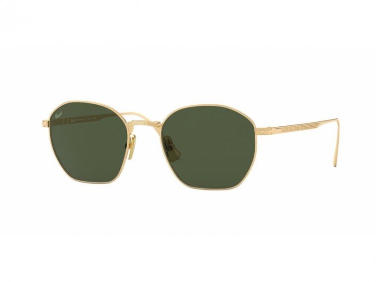 Persol Green Irregular Titanium Unisex Sunglasses Po5004st 800031 50 In Gold / Green