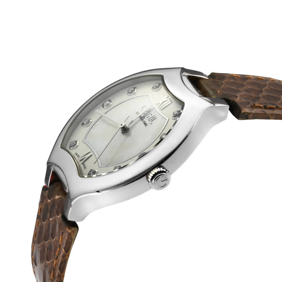 Shop Gevril Lugano Mother Of Pearl Dial Ladies Watch 11041 In Brown / Mop / Mother Of Pearl