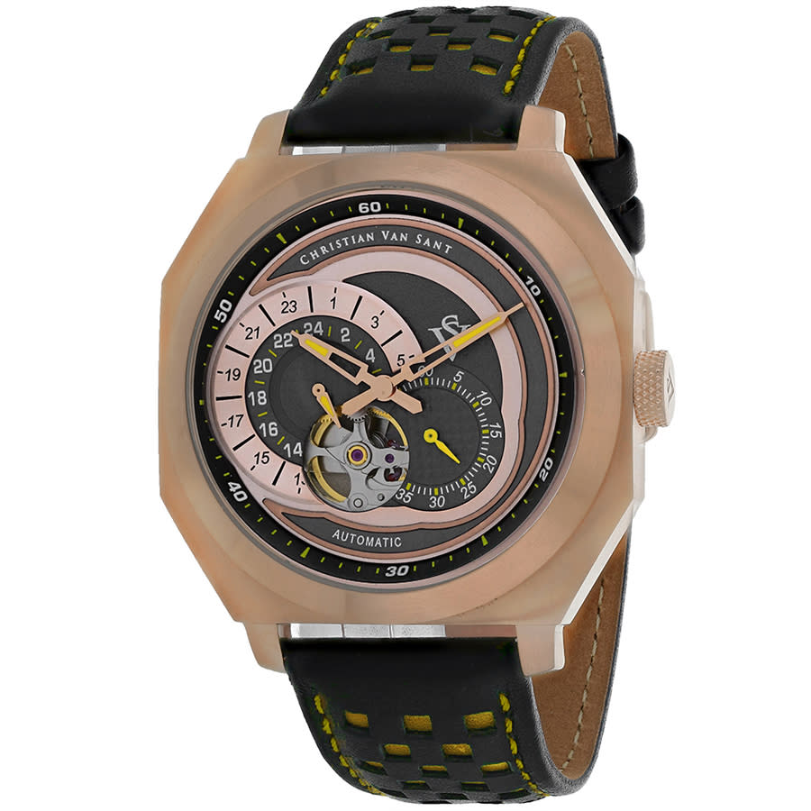 Christian Van Sant Machina Automatic Grey Dial Mens Watch Cv0565 In Black / Gold Tone / Grey / Rose / Rose Gold Tone