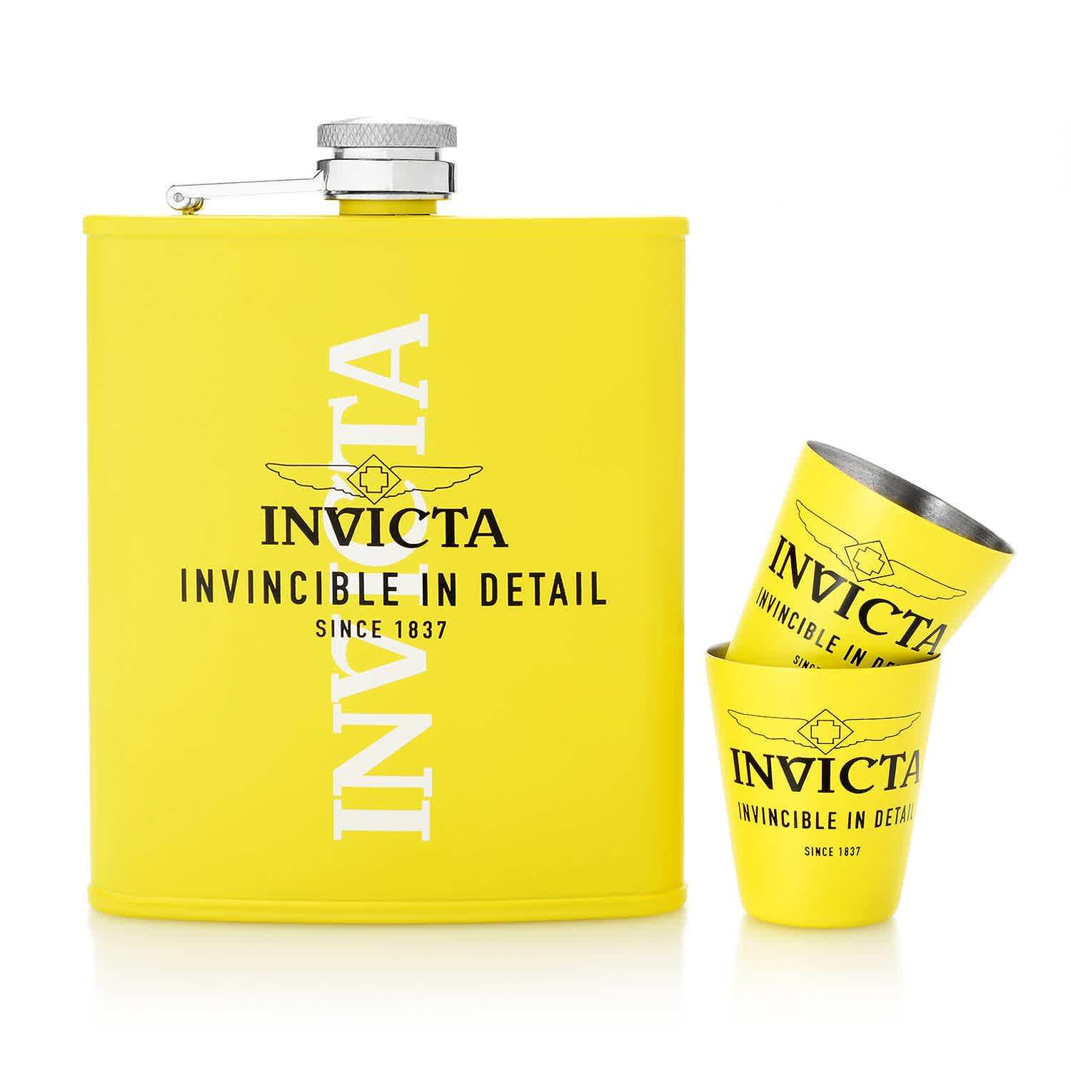 Invicta Dc3-flask Set With Dc3yel Watch Collector Box In Grey,yellow