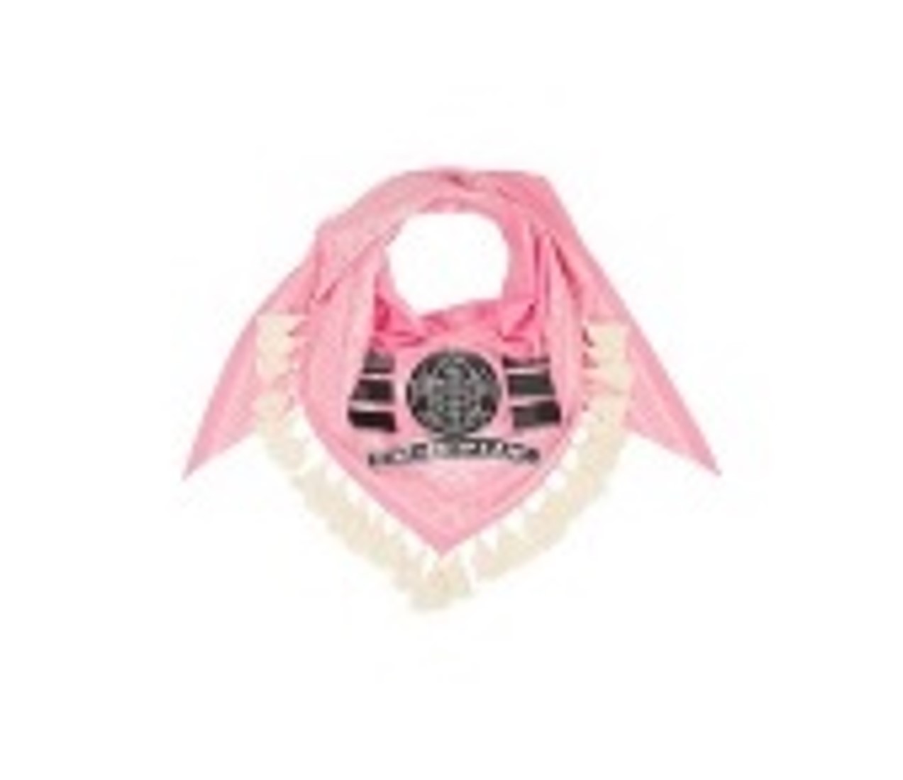 Burberry Candy Pink Badge Applique Tassel Cotton Bandana Scarf