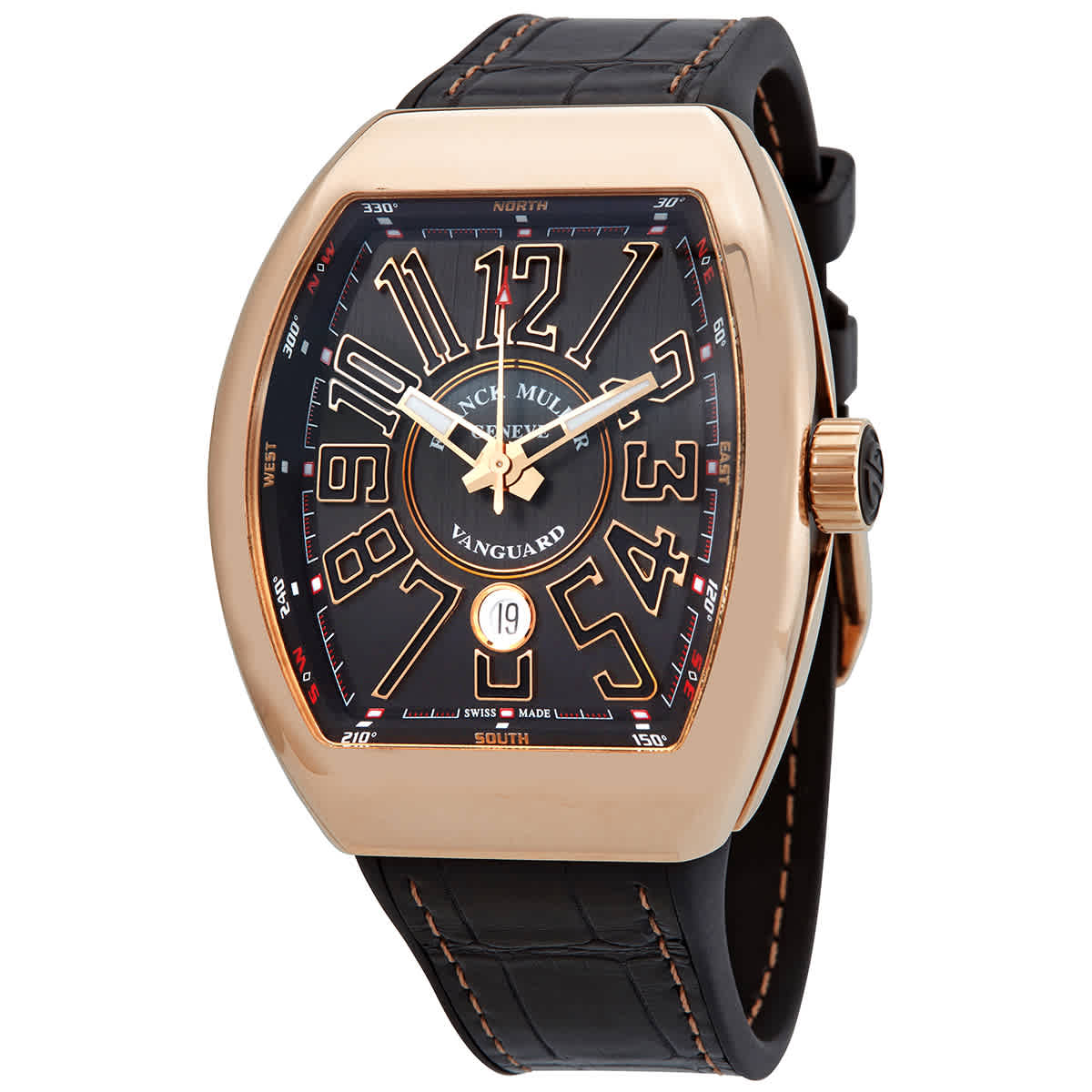 Franck Muller Vanguard Black Dial Unisex Watch V45scdt(5nnr) In Black,gold Tone,pink,rose Gold Tone