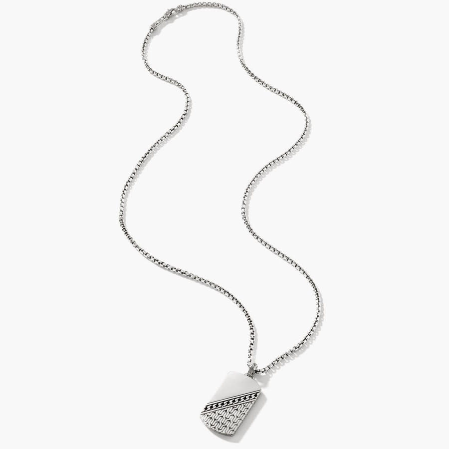 JOHN HARDY JOHN HARDY CLASSIC CHAIN 2.7MM SILVER DOG TAG PENDANT NECKLACE - NM900807X22