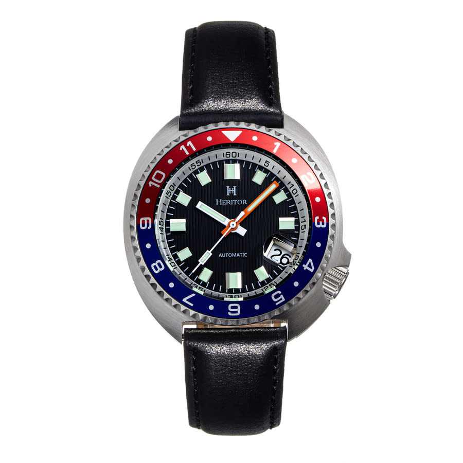 HERITOR PIERCE AUTOMATIC BLACK DIAL PEPSI BEZEL MENS WATCH HERHS1204