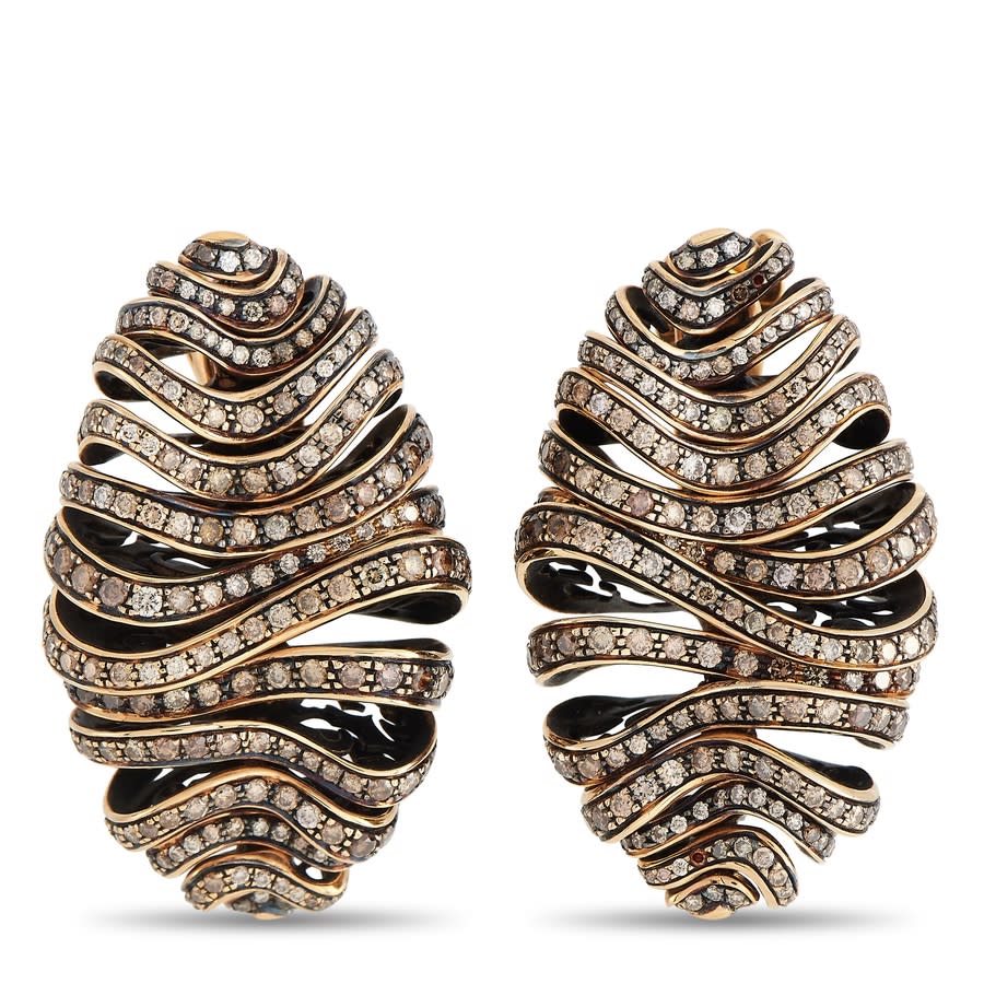 De Grisogono 18k Rose Gold 7.42 Ct Diamond Earrings In Gold Tone,pink,rose Gold Tone