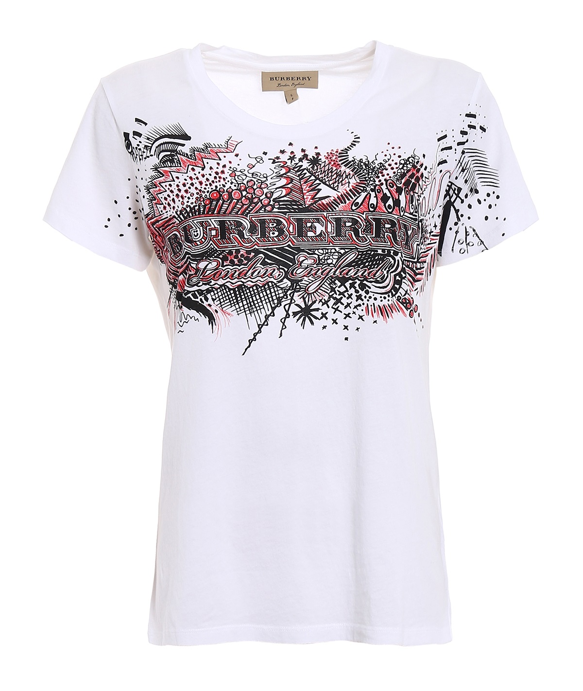 BURBERRY WHITE DOODLE PRINT T-SHIRT