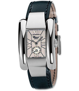 Chopard La Strada White Dial Black Leather Ladies Watch 418357 In Black / White