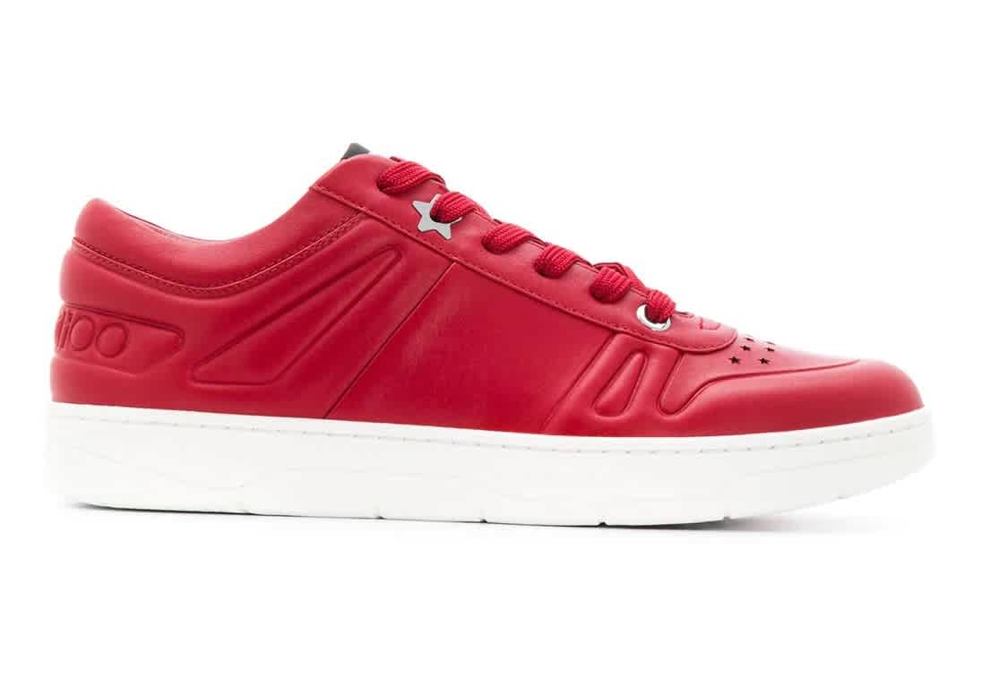 Jimmy Choo Mens Hawaii/m Red Calf Leather Trainers In Red