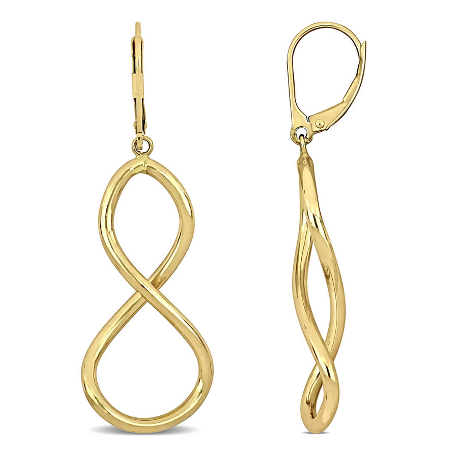 Amour Figure Eight Leverback Earrings In 10k Yellow Gold