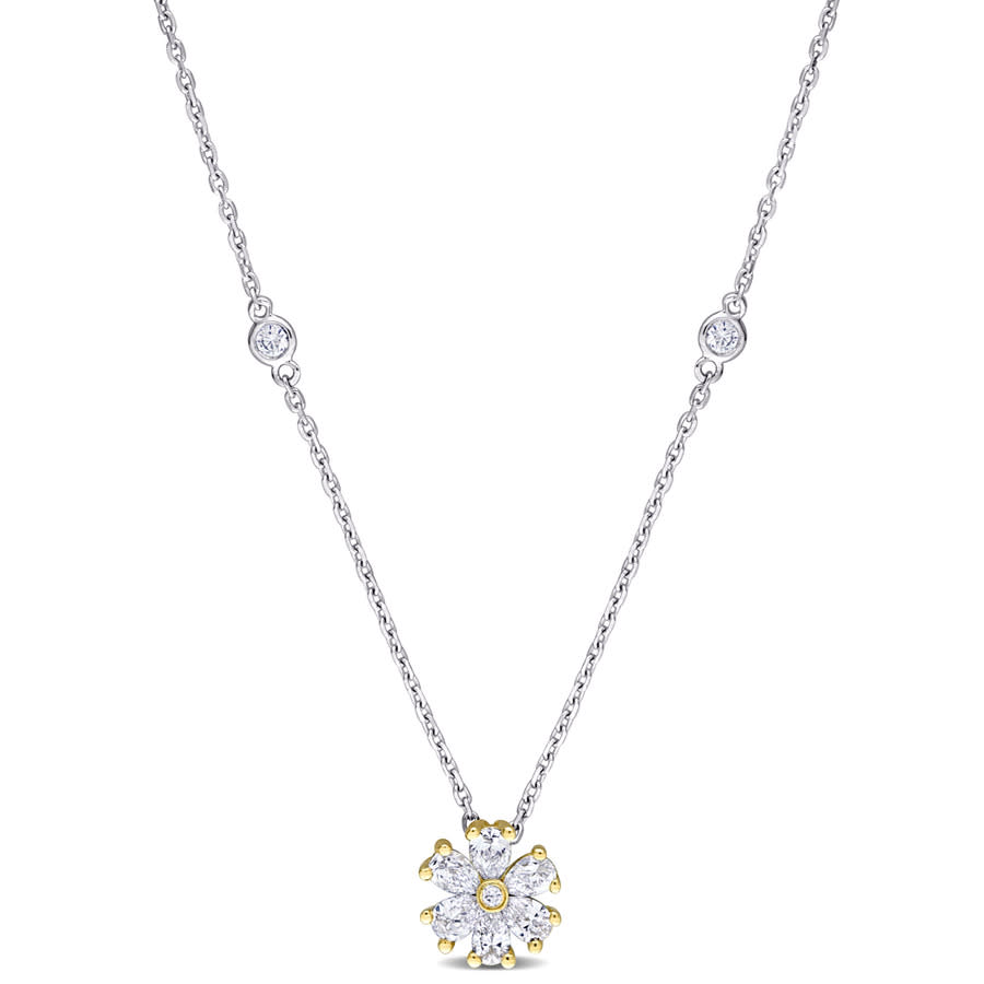 Amour 0.59 Ct Pear And Round Diamonds Tw Necklace 14k Gold Yellow