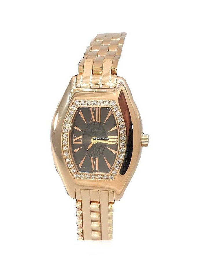 Chopard Happy Sport Diamond Brown Dial Ladies Watch 109191-5001 In Brown / Gold / Gold Tone / Pink