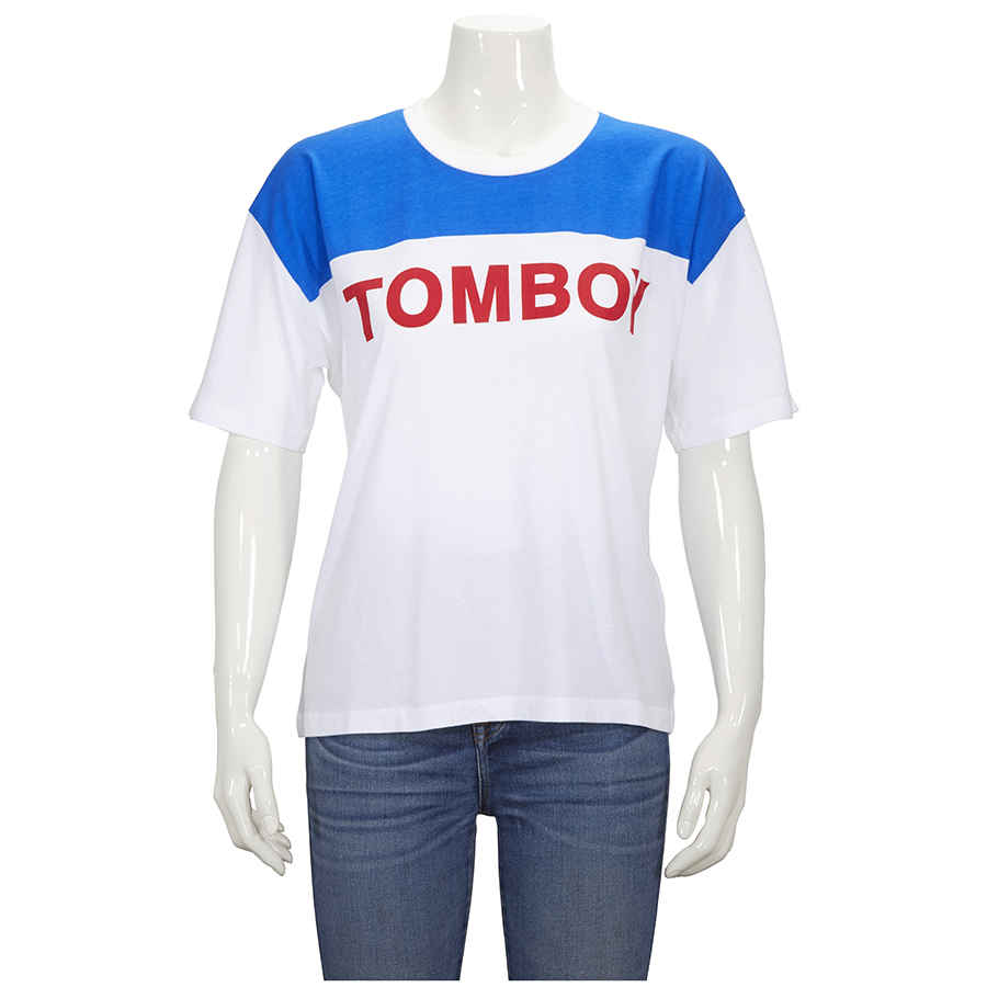 FILLES À PAPA FILLES A PAPA LADIES JERSEY T-SHIRT WHITE/BLUE WITH TOMBOY