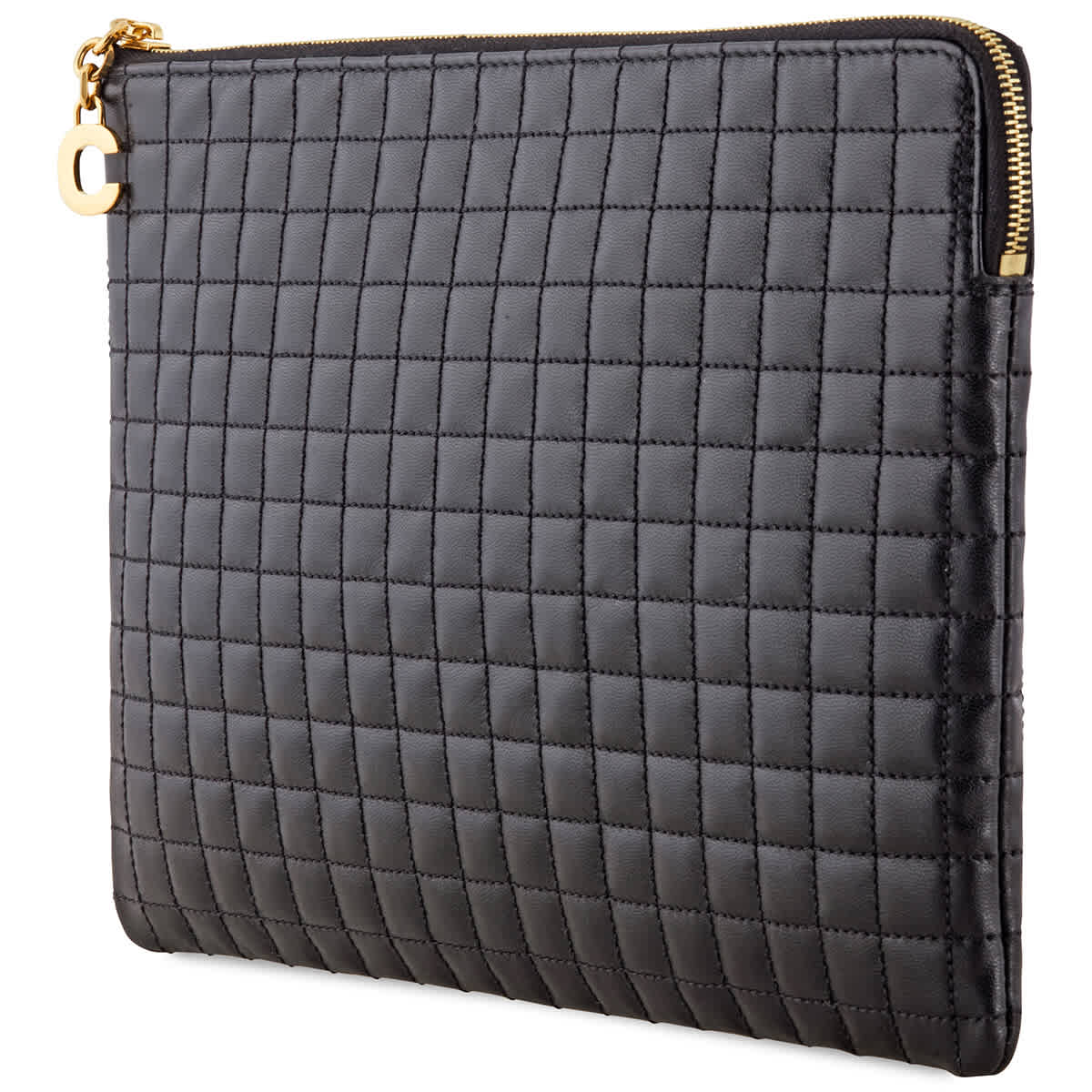 Celine Black Charm Quilted Pouch